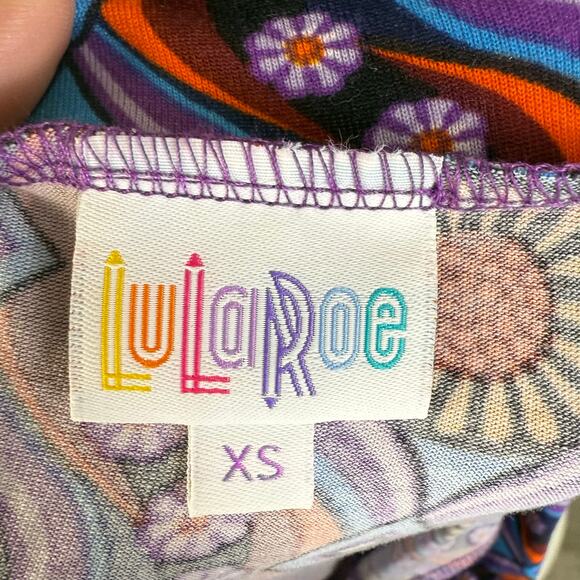 Lularoe Maxi skirt Extra small blue w graphic print, bold, maximalist, boho 3578 - Picture 5 of 6